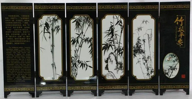 With China characteristics lacquer craft Six pages bamboo screen