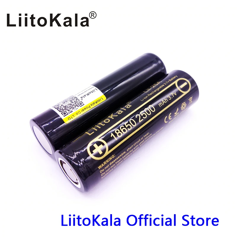 HK LiitoKala Lii-25A 3.6 فولت 18650 2500 مللي أمبير INR18650-25R بطارية ليثيوم أيون ماكس 10A تفريغ السجائر الإلكترونية