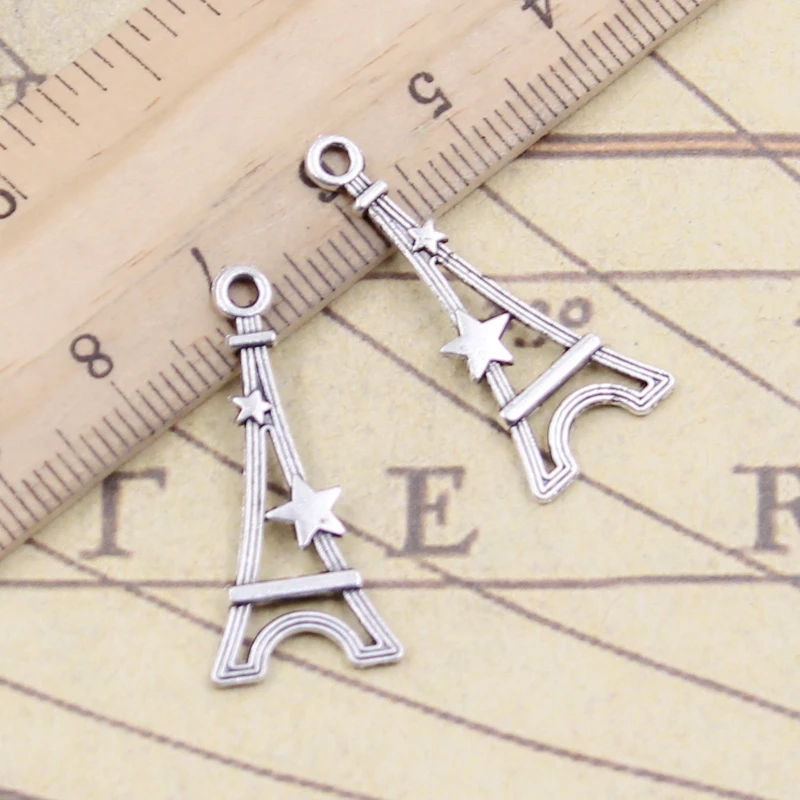 20pcs Charms Paris Eiffel Tower Star 30x13mm Tibetan Bronze Silver Color Pendants Antique Jewelry Making DIY Handmade Craft