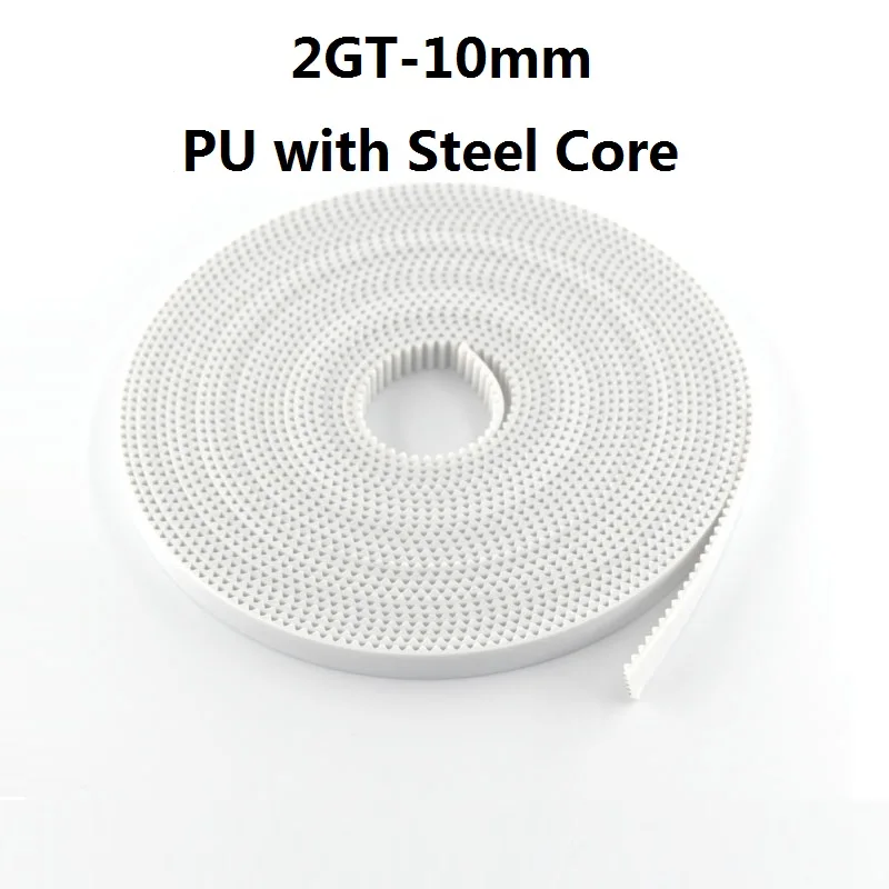 Timing Belt PU with Steel Core GT2-10mm White Color 2GT Timing Belt 10mm Width 5M/10M/20M/50M Pack