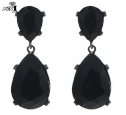 YaYi Jewelry New Black Glass Rhinestone Dangle Crystal Earring Women's Fashion Ancient Silver Color Gem Earrings Gift 1192
