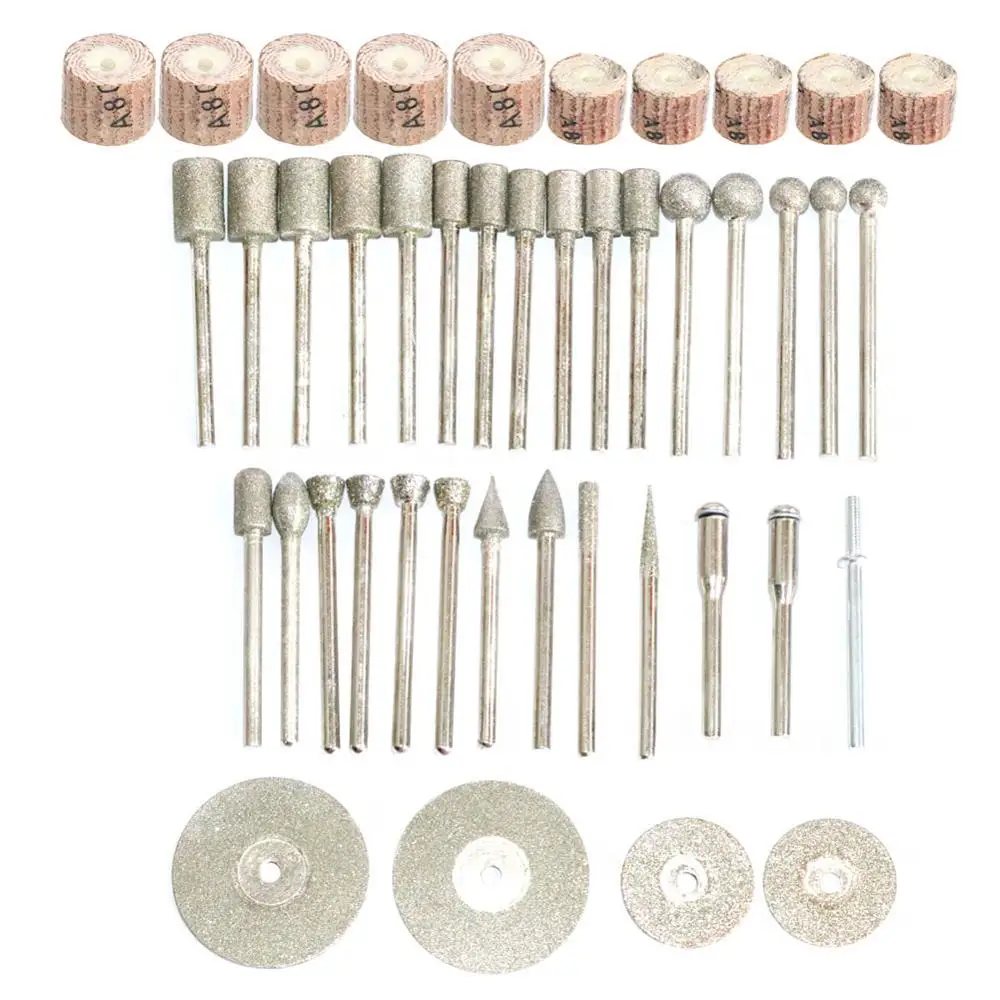 43 Pcs Emery เจียรไฟฟ้าบดอุปกรณ์เสริมขัดเครื่องมือโรตารี่ 1/8 "ขัดเพชรหยกเครื่องมือบด
