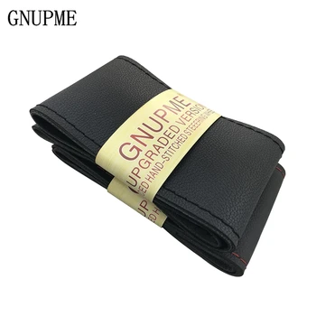 מכסה עור רך לגלגל ההגה של הרכב בעיצוב אישי עם מחט וחוט, אביזרי פנים לרכב