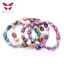 HENGSHENG 2019 Hot Baroque Freshwater Pearl Bracelets For Women, Muti Color Elastic Bracelet,Trendy Fine 8-9mm Jewelry Bracelets