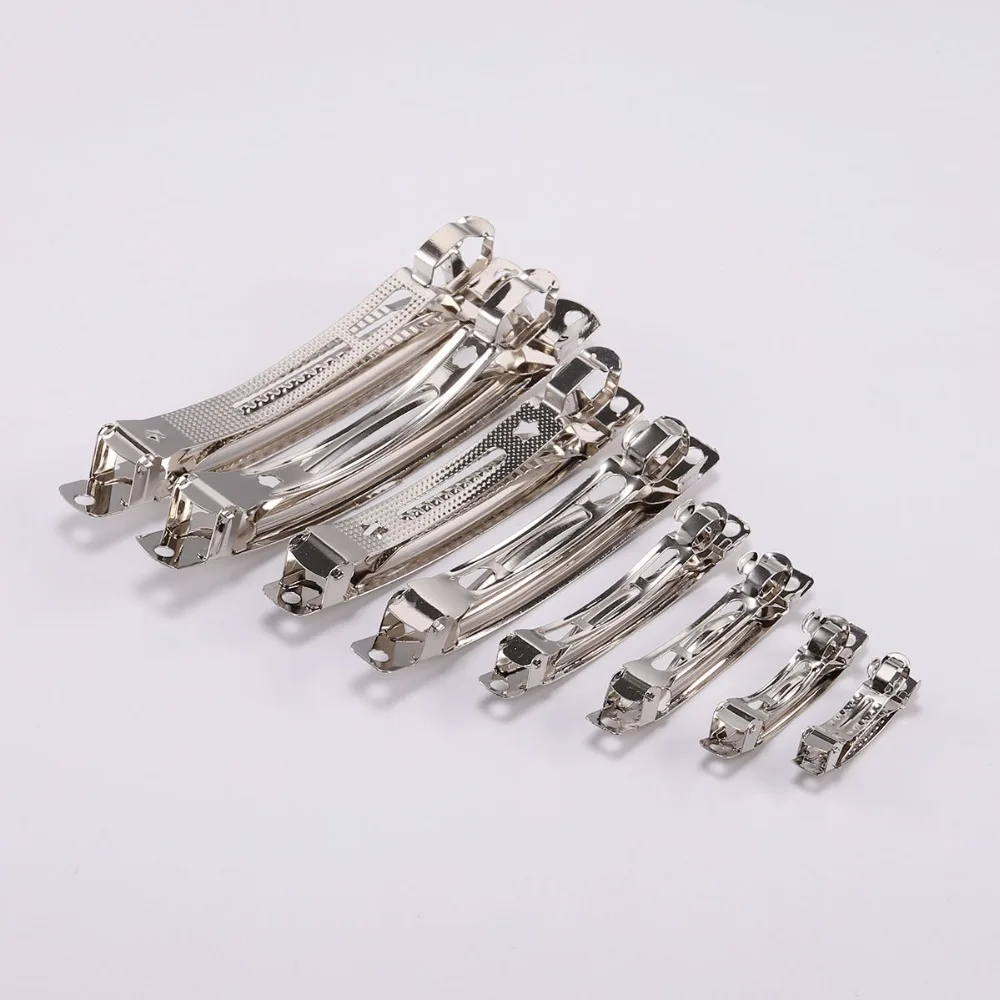 10 pezzi Clip automatica in bianco larghezza impostazione rodio fiocco tornante fermagli per capelli a molla stile Barrette francesi per forniture per la creazione di gioielli