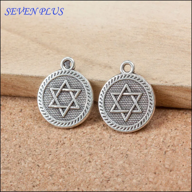 10 Pieces/Lot 15*18mm Antique Silver Plated Star Of David Jewish Charms