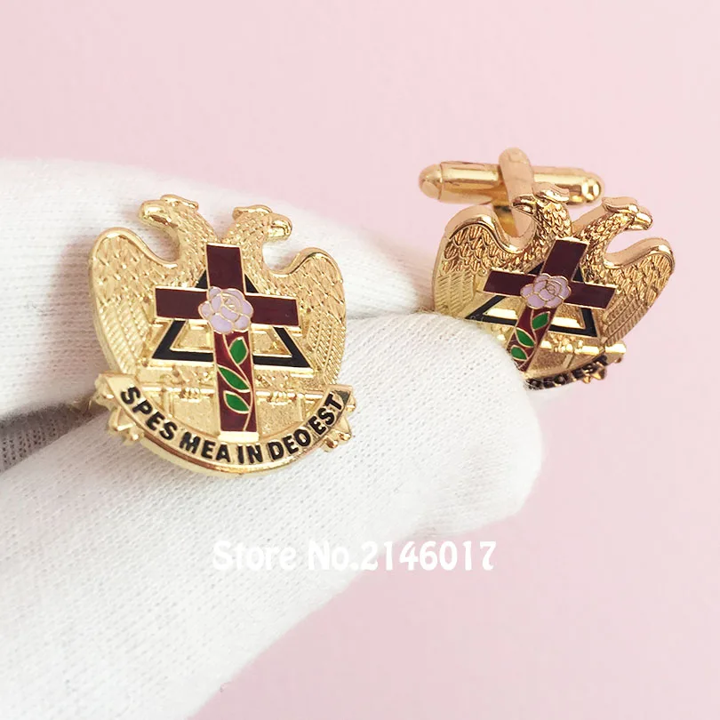 Free Masons Scottish Rite Rose Eagle Cuff Links Sleeve Button Lapel Pins Croix Cross 32 Degree Masonic Masonry Cufflink Swan