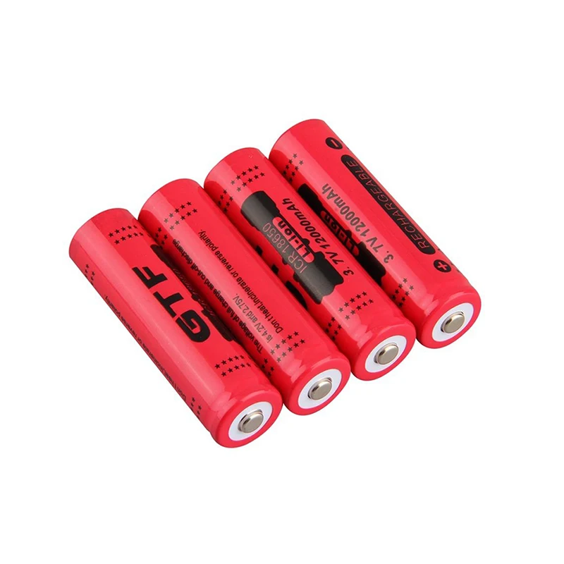 GTF 3.7V 12000mah 18650 Battery LED Flashlight Torch Batteries Li-ion Rechargeable Batteries Portable LED powerbank celular