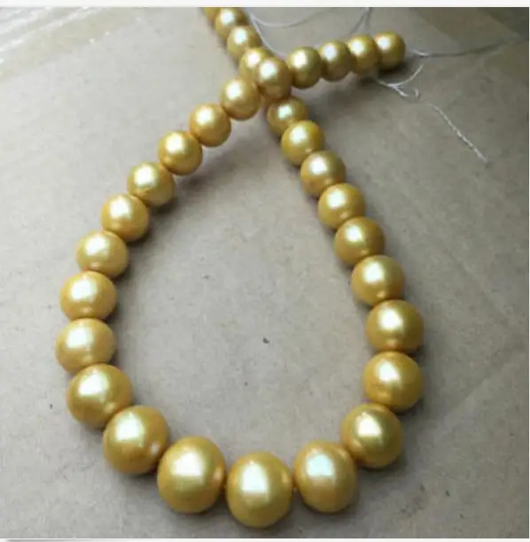 

16-12mm golden pearl necklace 18inch 36" Yellow Clasp