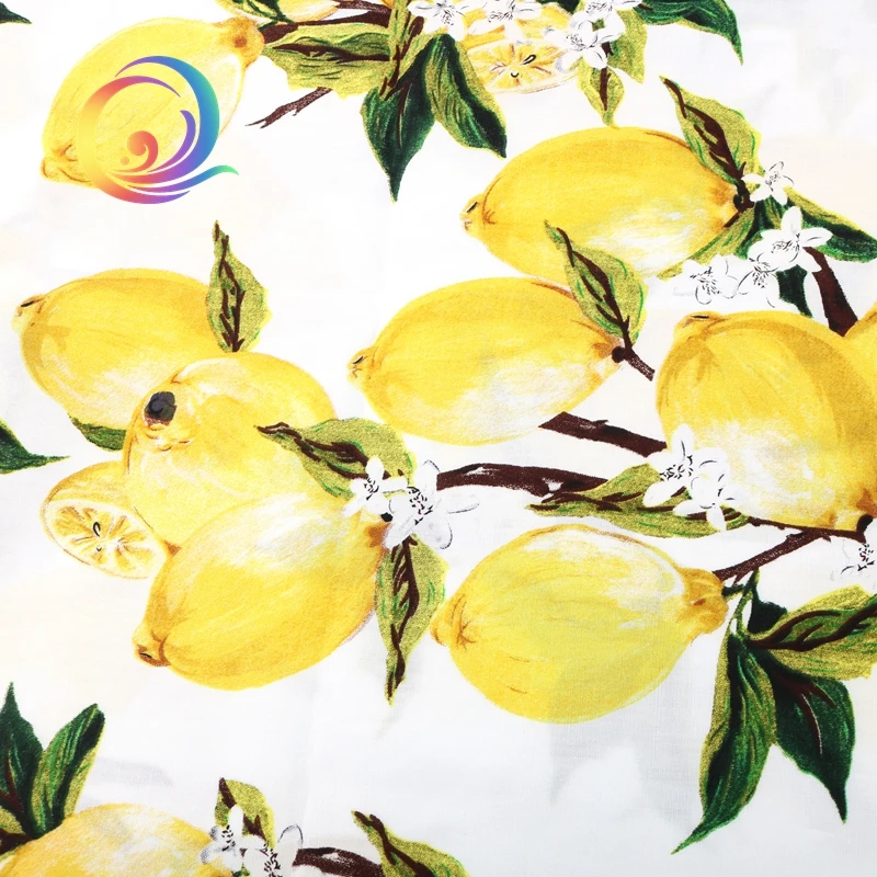 Haisen,Summer Apparel Fabric/Lemon Series Printed Pattern/ Printed Plain Poplin/Skirt/Dress/Shirt Material/Half Meter 50x145cm