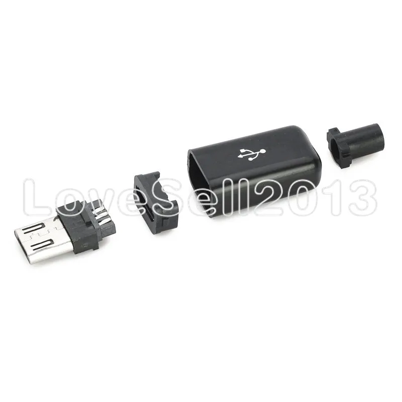 Kit de conectores Micro USB macho con cubiertas, 100 unids/lote, Color negro, Envío Gratis