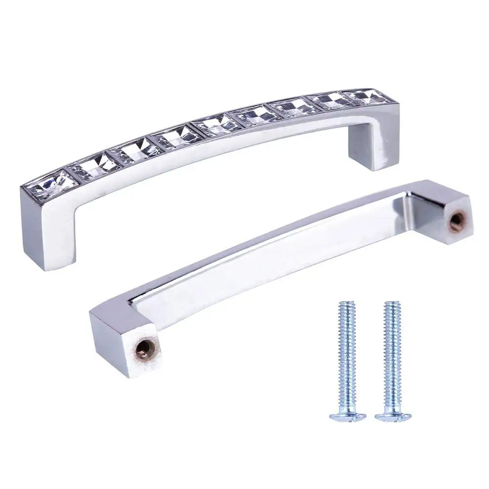 10pcs Solid Crystal Bar Furniture Handle Crystal Rhinestone Cabinet Handle Pull Kitchen Cabinet Cupboard Drawer Handle