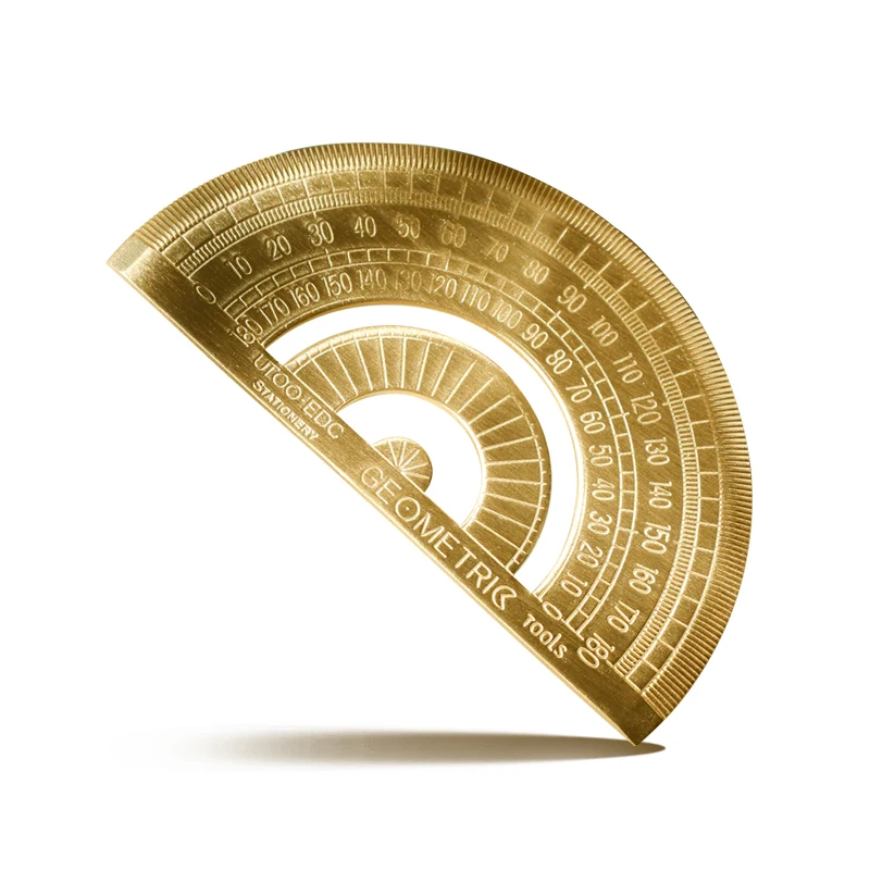 1 pcs Mine Multifunction Thickening Portable Brass Ruler Protractor School Drawing Tool