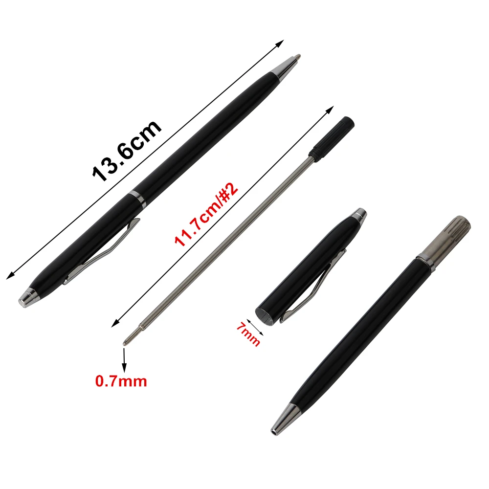 5PCS/LOT GENKKY Pens High quality spin pen Stainless steel rod rotating Metal ballpoint Pen Stationery Ballpens writing 0.7mm