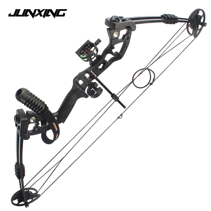 JunXing M131 Compound Bow 30-55 Lbs with Sight Brush Stabilizer D-Ring Wrist Ropes and Release Aid for Outdoor Archery