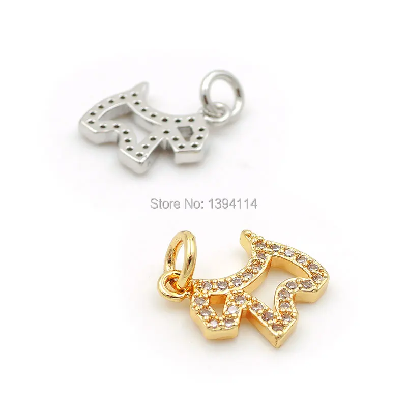 11*12*2mm Micro Pave Clear CZ Puppy Charm Fit For Making DIY Bracelets Or Necklaces Jewelry