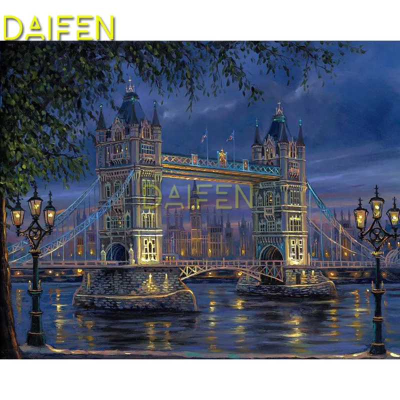 Full Round Diamond mosaic Full Square Diamond embroidery Tower Bridge London Street light DIY 3D Diamond painting Cross stitch