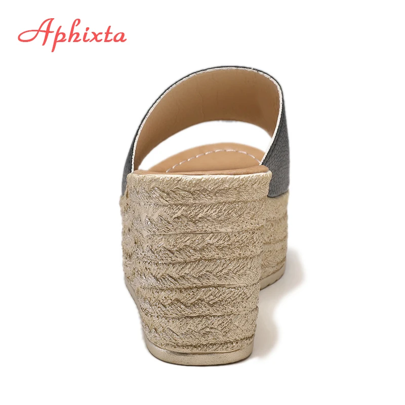 Aphixta Estate Donna Scarpe Cuneo Della Piattaforma Pantofole Spiaggia di Alta Tacchi Pistone Delle Donne Delle Signore Scarpe In Sughero Oro Heel