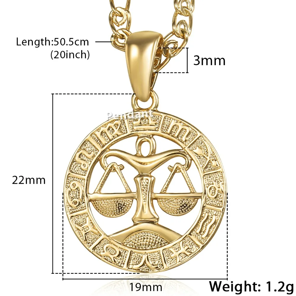 Libra Zodiac Sign Necklace For Women Men 585 Rose Gold Color Pendant Necklace Fashion Personal Birthday Gifts GP279