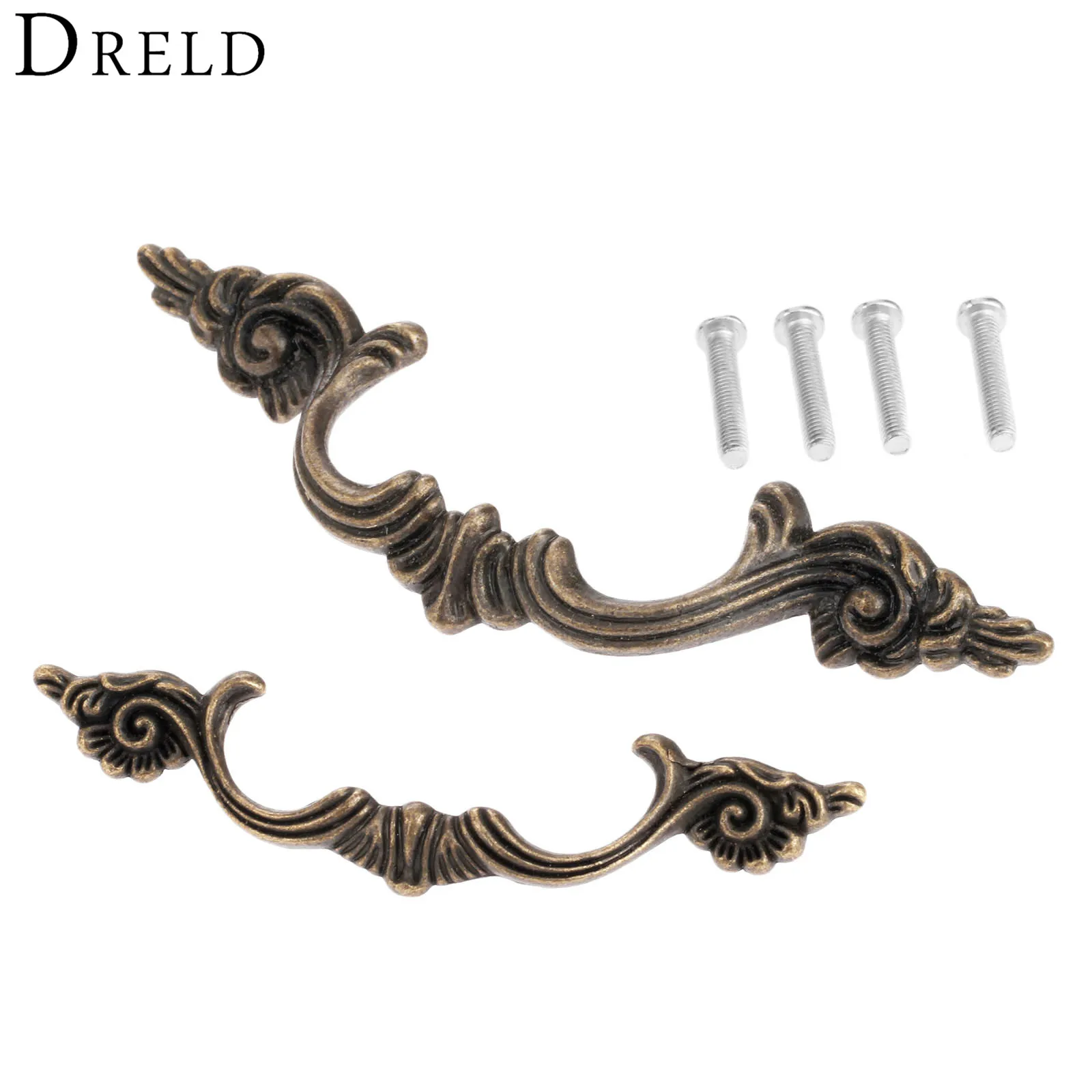 DRELD 1Pc Antique Furniture Handle Cabinet Knobs and Handles Drawer Kitchen Door Pull Cupboard Handle Furniture Fittings 64/97MM