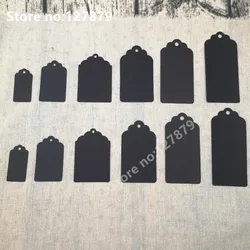 100pcs Black Paper Tags Kraft Paper Tag Head Label Festival Note DIY Blank Price Hang Tag Birthday Wedding Party Cards Gift Tag