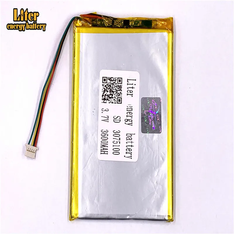 1.0 ミリメートル 5pin コネクタ 3075100 3600mah 3.7V 充電式リポバッテリーソーラーリチウムイオンポリマーリチウム電池タブレット PC