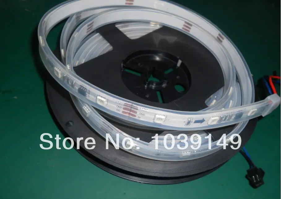 5m led digital strip,DC12V input,WS2811IC(256 scale);10pcs IC and 30pcs 5050 SMD RGB each meter;waterproof