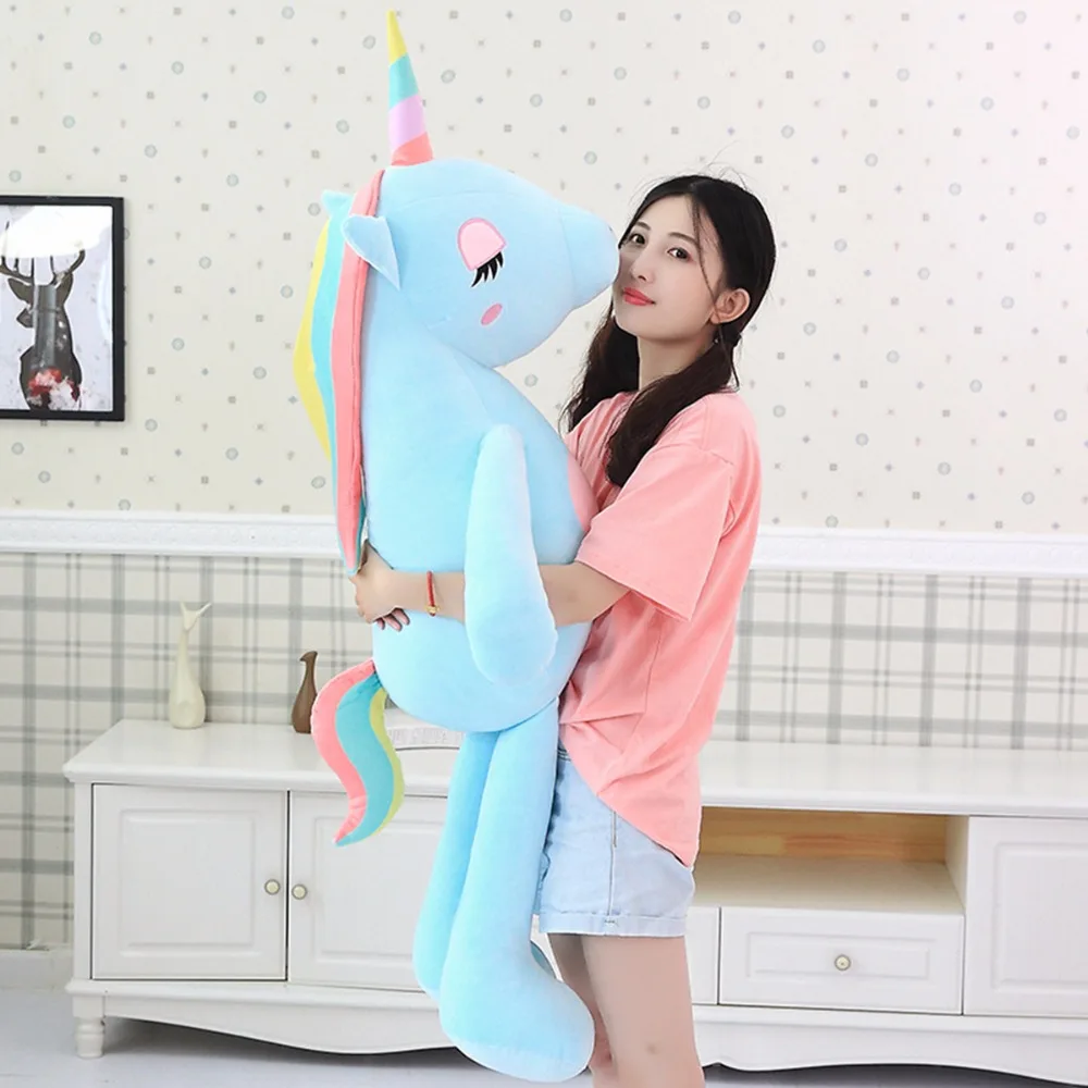 Hot New arrival large unicorn plush toys cute rainbow horse soft doll stuffed animal best toys for children girl gift christmas