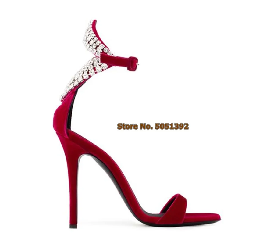 

Women High Heel Sandals Peep Toe Suede Rhinestone Lips Elegant Banquet Shoes Glittering Jewelry Stiletto Pumps