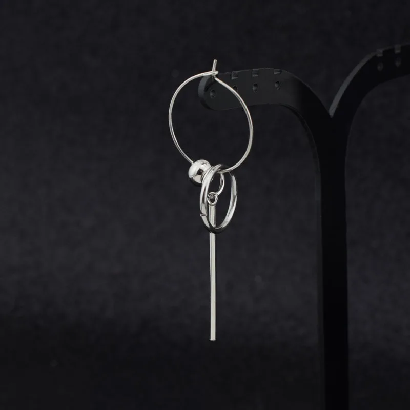 Original design trendy men\'s earrings stainless steel earrings earrings long beaded fine earrings without pierced spring clips