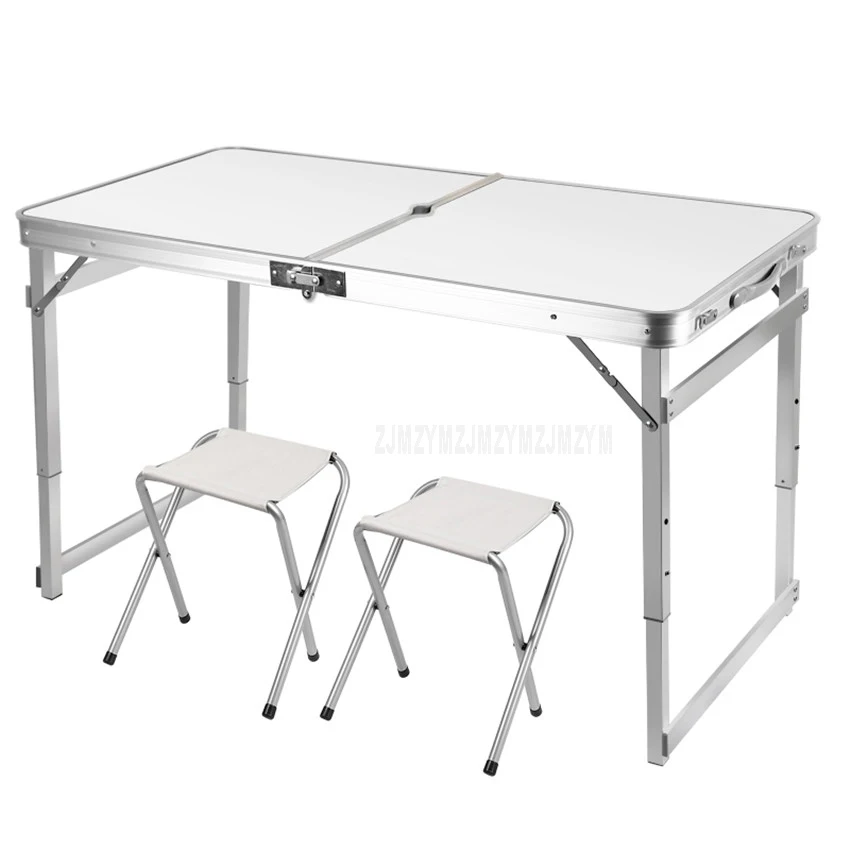 Outdoor Folding Table With 4PCS Stool Camping Aluminium Alloy Picnic Waterproof Ultra-light Durable Foldable Table Desk 120*60CM