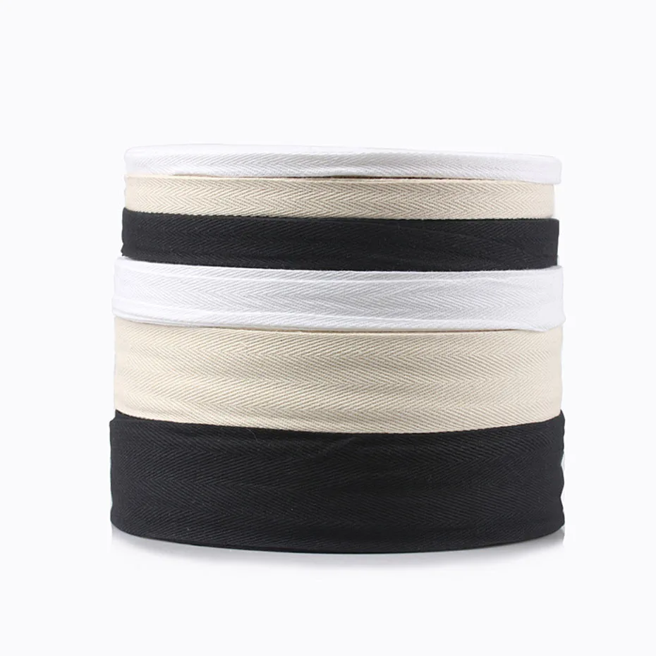 50 Yards White Twill Cotton Webbing Tape Bias For Bag Home Textile Handmade Craft 10mm/15mm/20mm/25mm/30mm/40mm/50mm Width