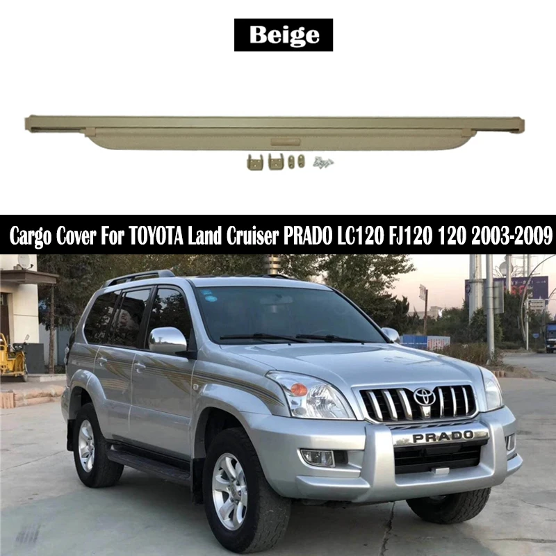 

Rear Cargo Cover For TOYOTA Land Cruiser PRADO LC120 FJ120 120 2003-2009 privacy Trunk Screen Security Shield shade Accessories