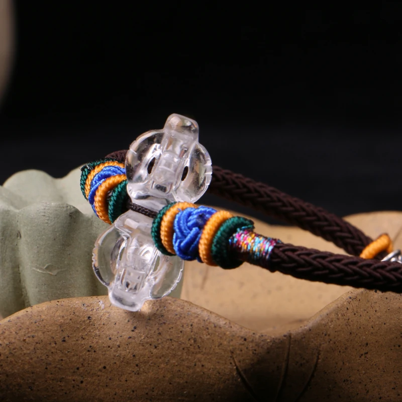 Handmade Tibetan Crystal Dorje Bell Bracelet Braided Bracelet Buddhist Vajra Beaded Bracelet