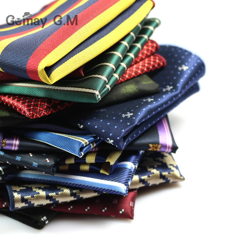 Men's Suits Polyester Handkerchiefs Woven Floral Pocket Square Hankies Chest Towel Formal Striped Wedding Pockets Square Hanky