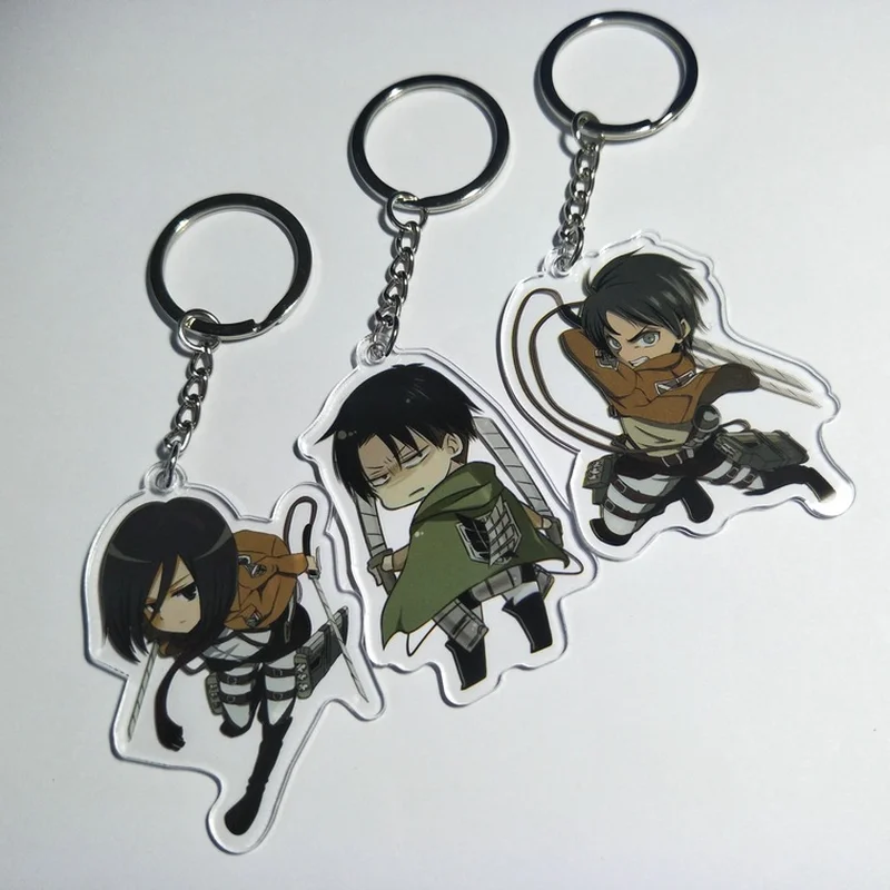 Attack on Titan anime Acrylic keychain Eren Mikas Ackerman Rivaille funny pendant key chains llaveros Jewelry gifts