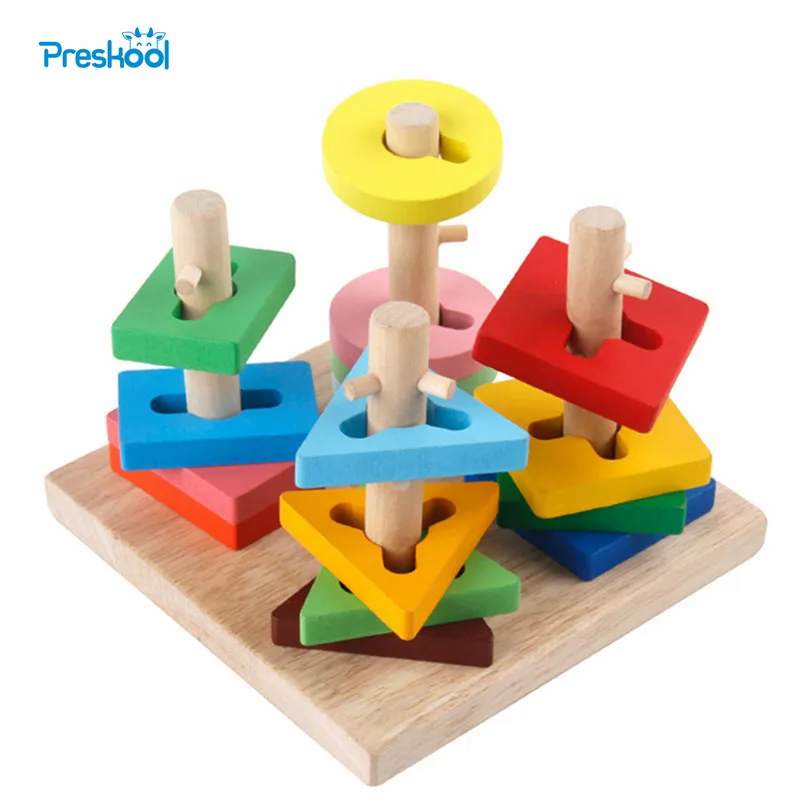 

Preskool Baby Toy For Children Color Geometric Nesting Block Stacked High Early Childhood Education Toy Brinquedos Juguets