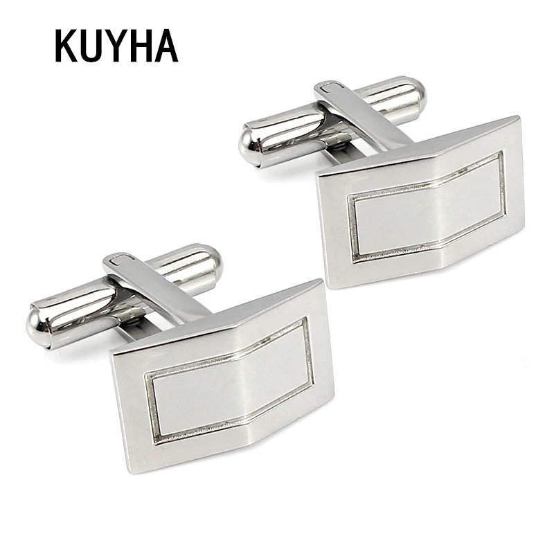 Cheap Franch Cufflink 316L Stainless Steel Cuff links Rectangular Mens Engravable Laser Logo/Name Cuff Links Cufflink