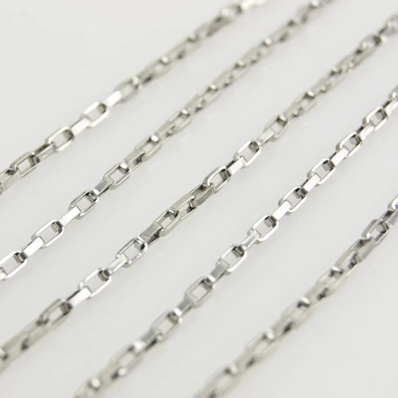 100meters in a roll necklace 1.5mm long box silver chains FASHION fittings Stainless Steel High Quality Wholesale 1.5longbox