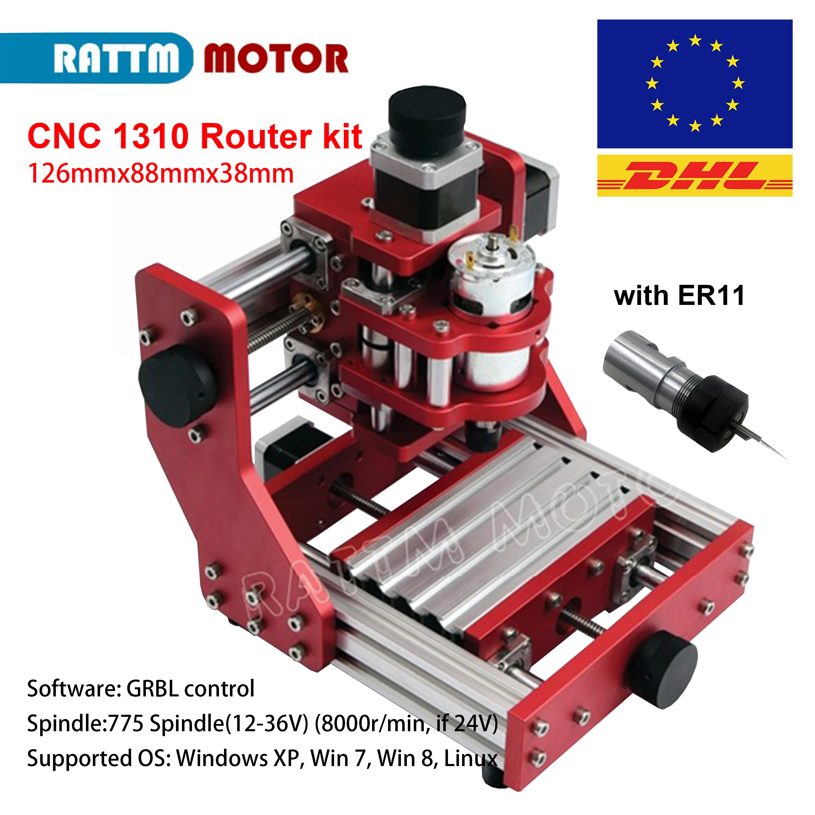 CNC Laser Engraving Router mini machine For Wood 1310 pvc pcb Whole Matal Frame with ER11 collet