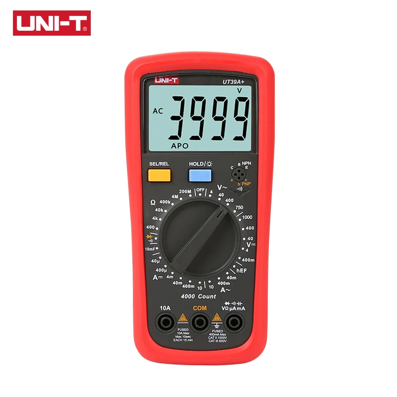 Multímetro Digital de Alcance Uni-t-auto Ut39a Mais Atualizado de Ut39a Ut39c ac dc v a Ohm Temp Freqüência Hfe Teste Ncv