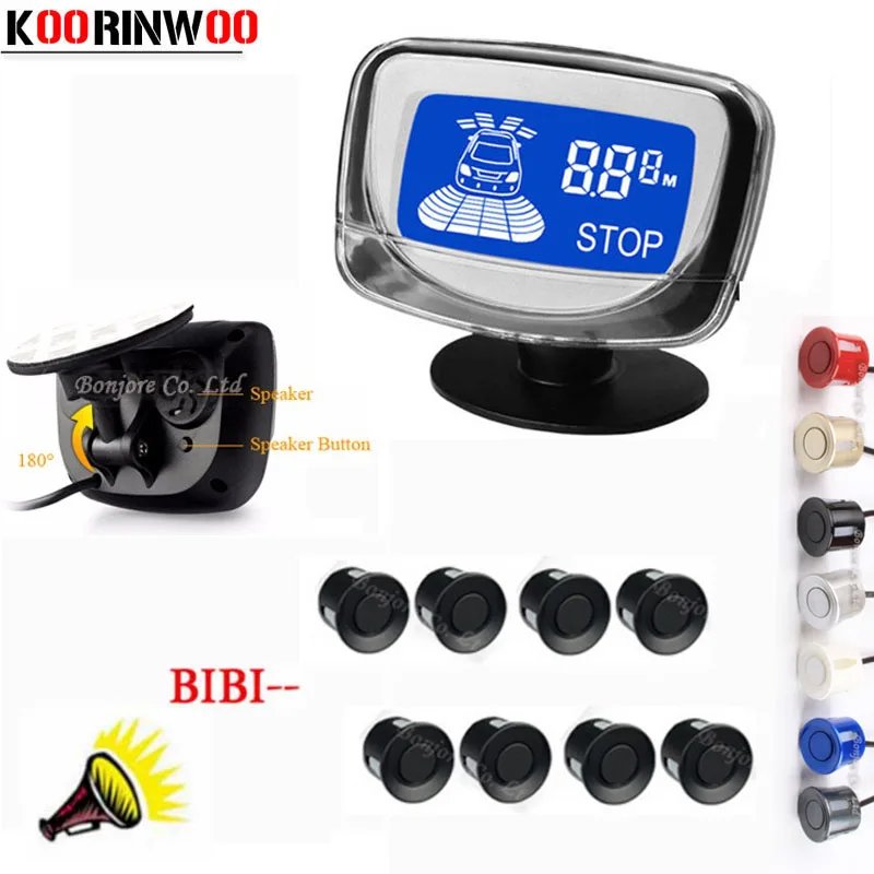 

Koorinwoo Weatherproof 8 Probe back Front Car Parking Sensor Reverse Backup Radar Kit LED Display Monitor Auto Parking system