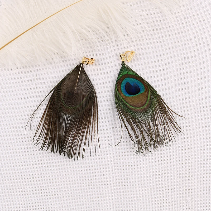 Fashion Lithe Long Real Feather Earrings Without Piercing Clip On Earrings for Women Earring Wholesale Jewelry 2018 Bijoux