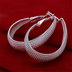 New Listing Women Lady Gift Lovely Silver 925 Plated Hoop Earrings Hot Selling High Quality Fashion Jewelry Free Shipping