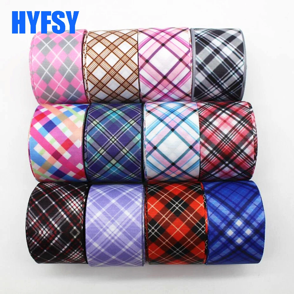 25MM 38MM 10 Yards Plaid ribbon  DIY handmade materials Crafts gift packaging headdress plaid clothing accessories Grosgrain