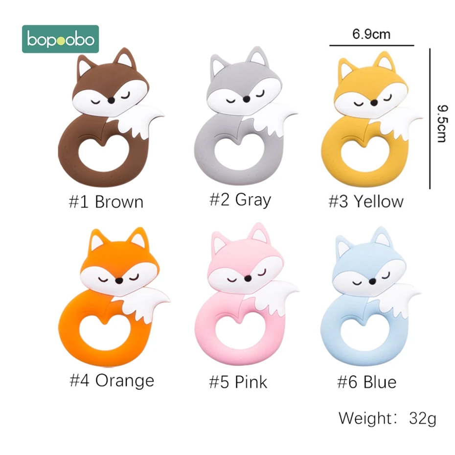 Bopoobo 5pc Silicone Fox Pendant For Pacifier Baby Toys Food Grade Silicone Tiny Rod Baby Teethers For Teeth Toys For Kid Gifts