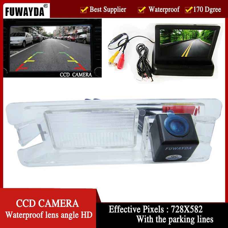 FUWAYDA HD Color Car Rear View Camera for Nissan March Renault Logan Sandero,with 4.3 Inch foldable LCD TFT Monitor