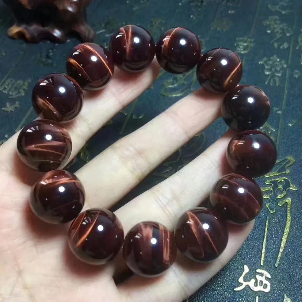 

16mm Natural Red Tiger's Eye Stone Bracelet Jewelry For Women Lady Man Gift Crystal Energy Beads Brazil Gemstone Strands AAAAA