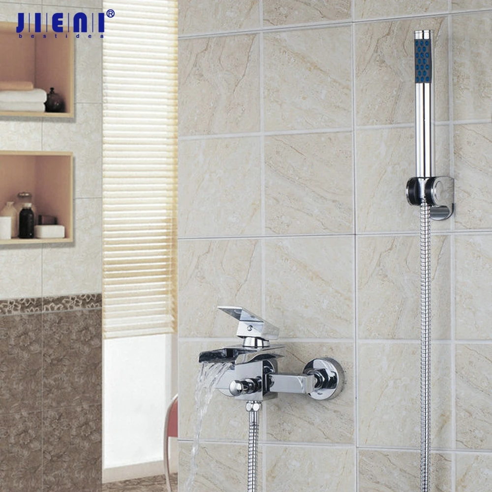 

JIENI Modern Chrome Finish Bathtub Brass Waterfall Faucet Tap 8259-1 Bathroom Basin Sink Faucet Mixers &Taps