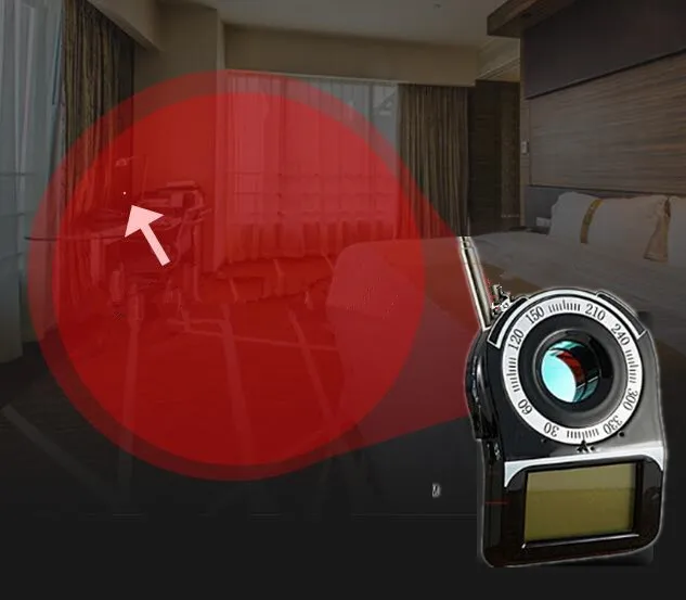 RF Detector Anti-Spy Signal Bug Hidden Camera Laser Lens GSM Device Finder - Mute Vibration + Beep + LED indicator